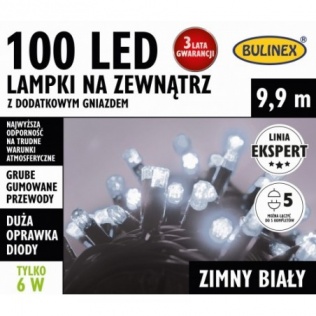  Lampki zewnętrzne 100 LED Białe Zimne 25-852