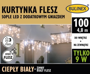 Dom Kurtyna świetlna sople 100 LED ciepły biały + zimny biały flesz 13-568